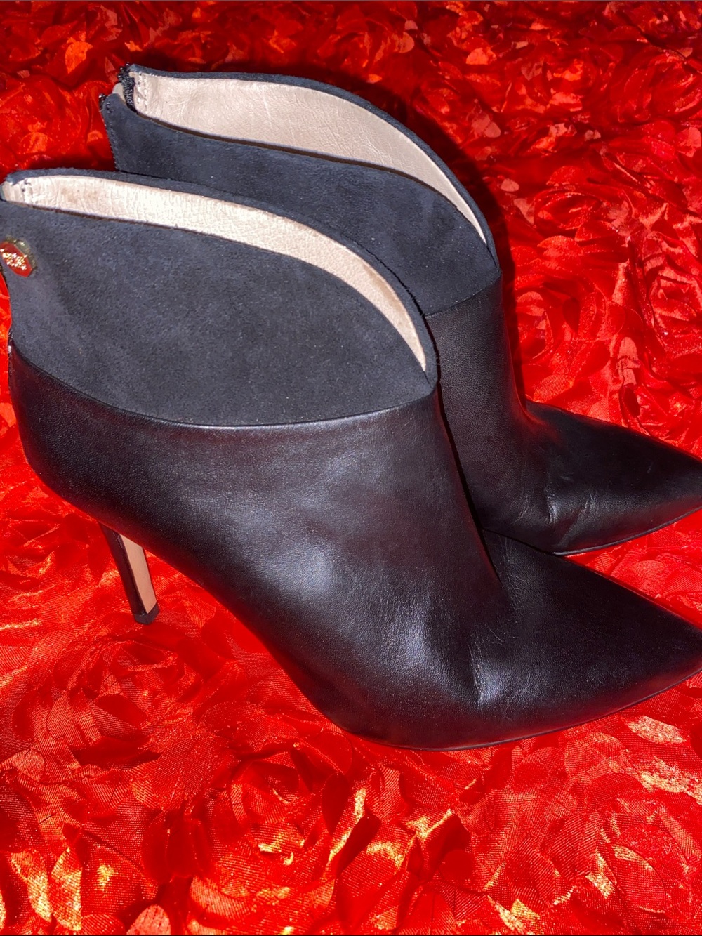 Louise et Cie Black Suede Pointed Ankle Booties